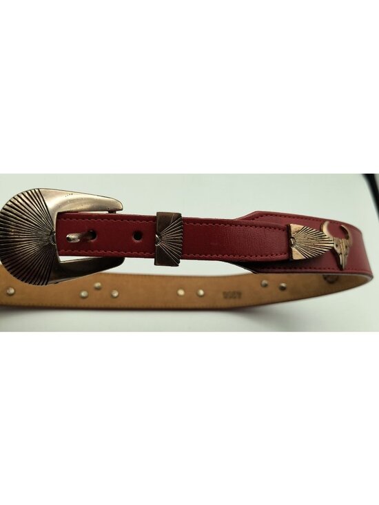 Silver Creek Accessories - Vintage Silver Creek Tooled Leather Belt With Western Brass Accents & Navajo-Ins